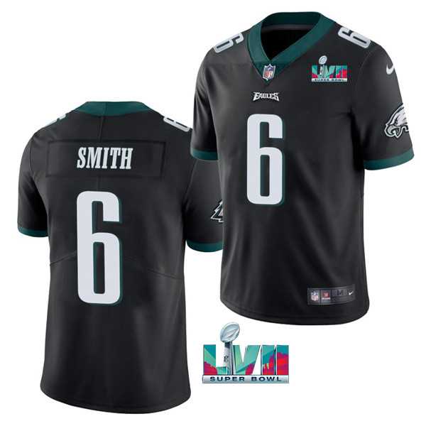 Men & Women & Youth Philadelphia Eagles #6 DeVonta Smith Black Super Bowl LVII Patch Vapor Untouchable Limited Stitched Jersey